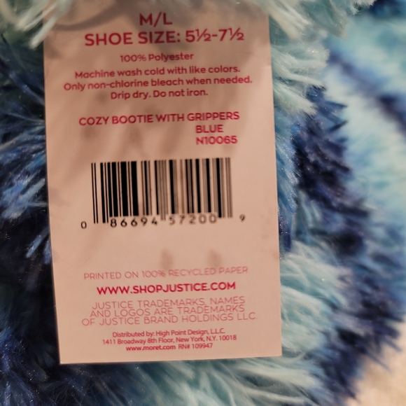 NWT JUSTICE COZY BOOTIE BLUE FUR GIRLS M/L WOMEN - Picture 9 of 10